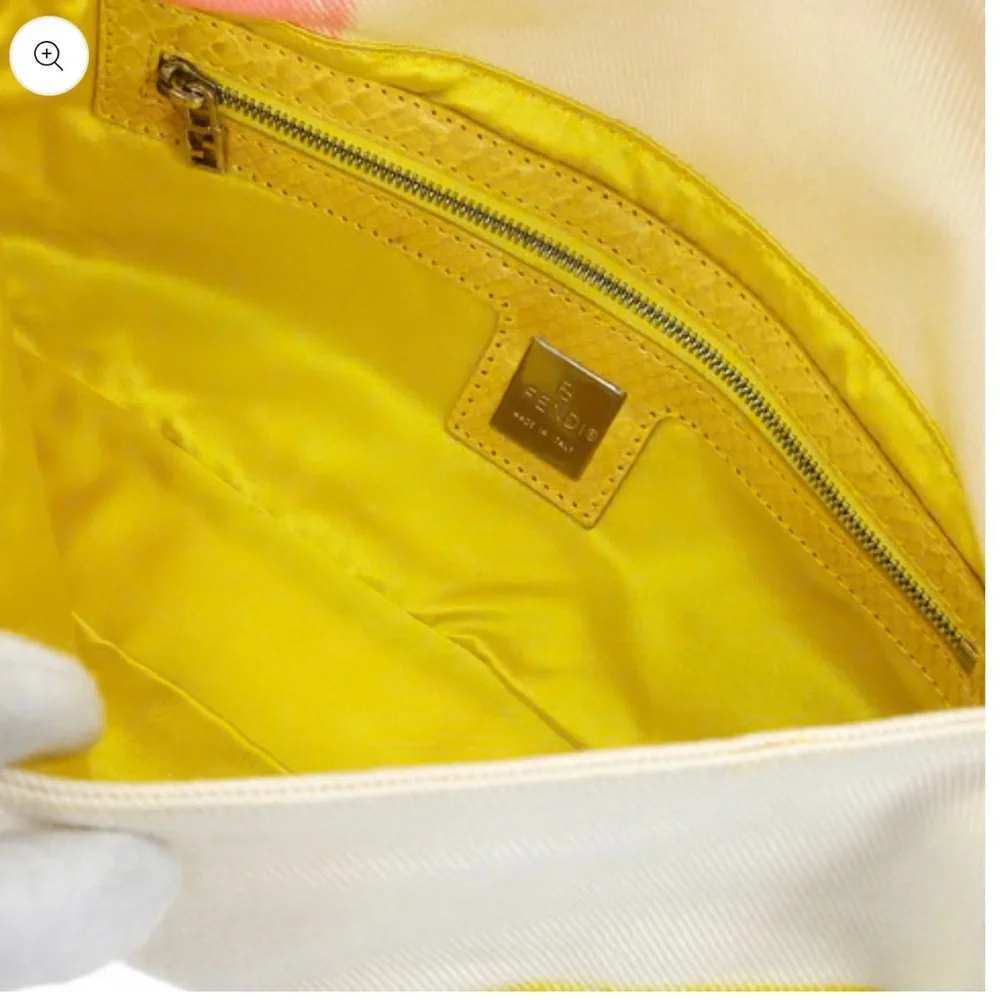 FENDI baguette Python Yellow White Beaded Vintage Bag - Picture 9 of 10